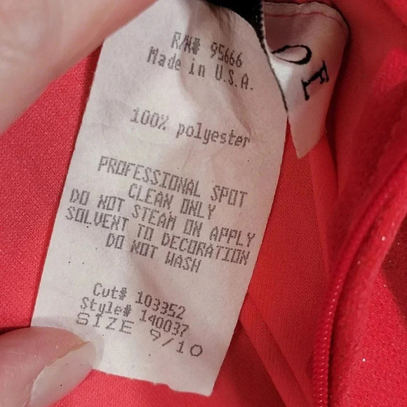 Masquerade Juniors 9/10 Coral Asymetrical‎ Hi Low Sparkle Spaghetti Strap Dress - Picture 9 of 9